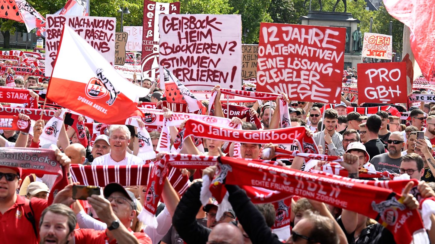 Fußball-Bundesliga: Tausende Köln-Fans demonstrieren für Geißbockheim-Ausbau